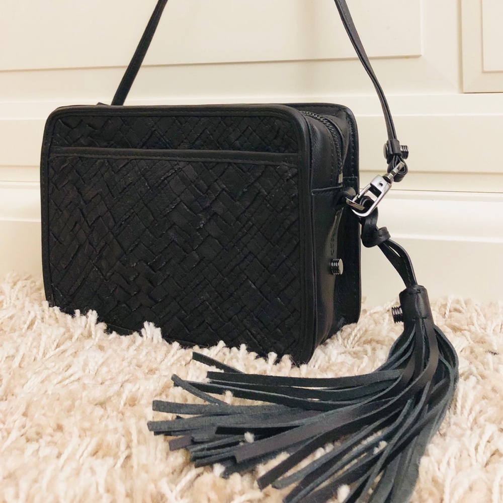 Botkier crossbodybag/all leather/Basket weave/Bk - Picture 3 of 6
